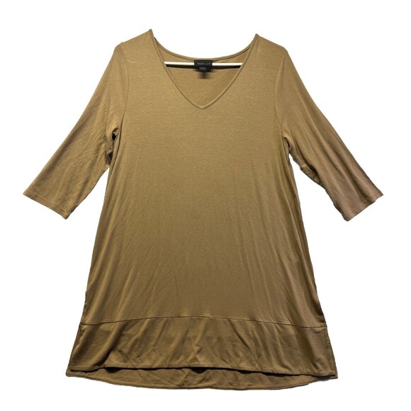 J Jill Wearever Collection Top Women S Brown T Shirt V Neck Rayon Stretch Flowy - Picture 1 of 5